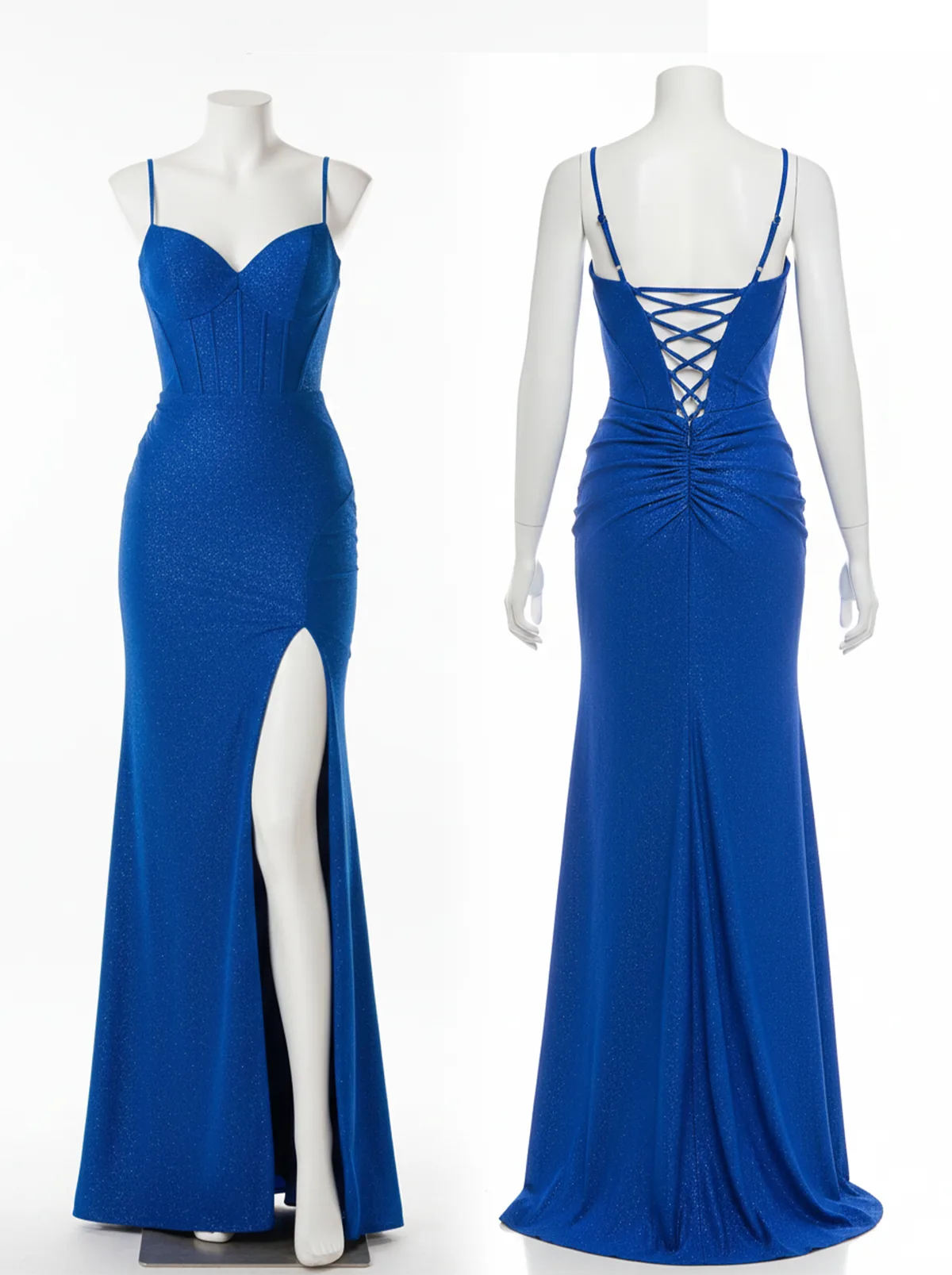 Royal Blue Glitter Corset Mermaid Gown