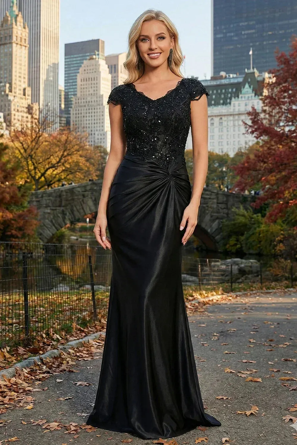 Beaded Corset Bodice Satin Mermaid Gown