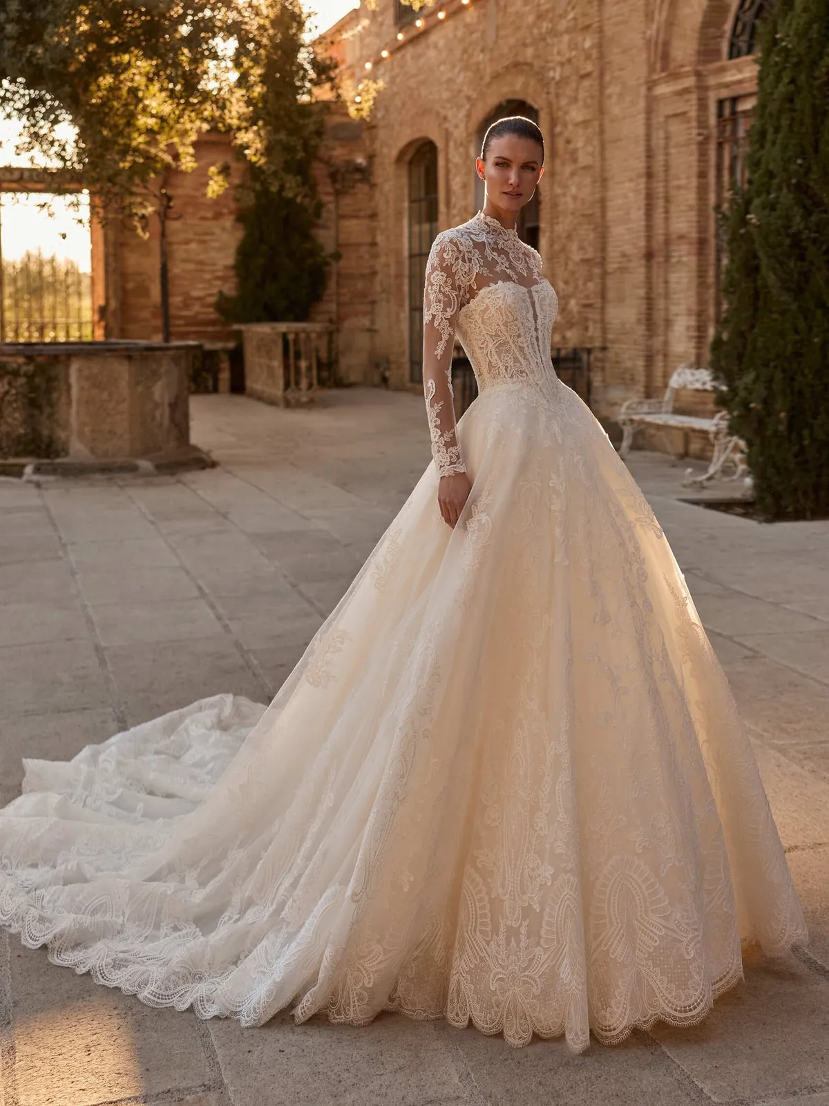 Princess Strapless Detachable Yoke Tulle Gown