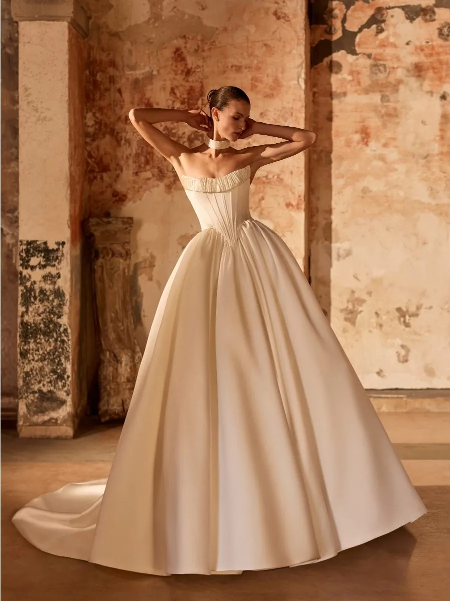Strapless Princess Satin Bridal Gown